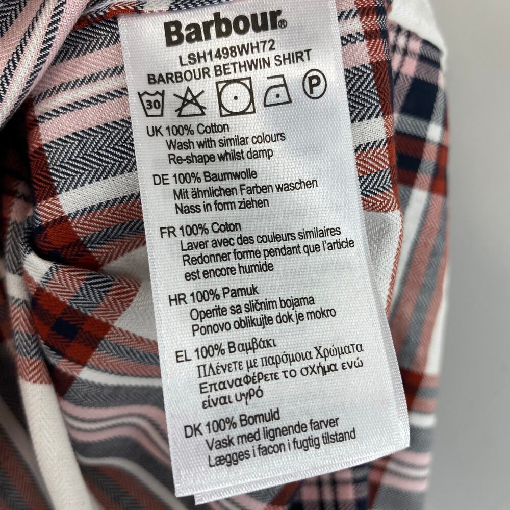 Barbour Plaid Bethwin Button Down Shirt in Cloud Check Size 4 - Picture 9 of 9